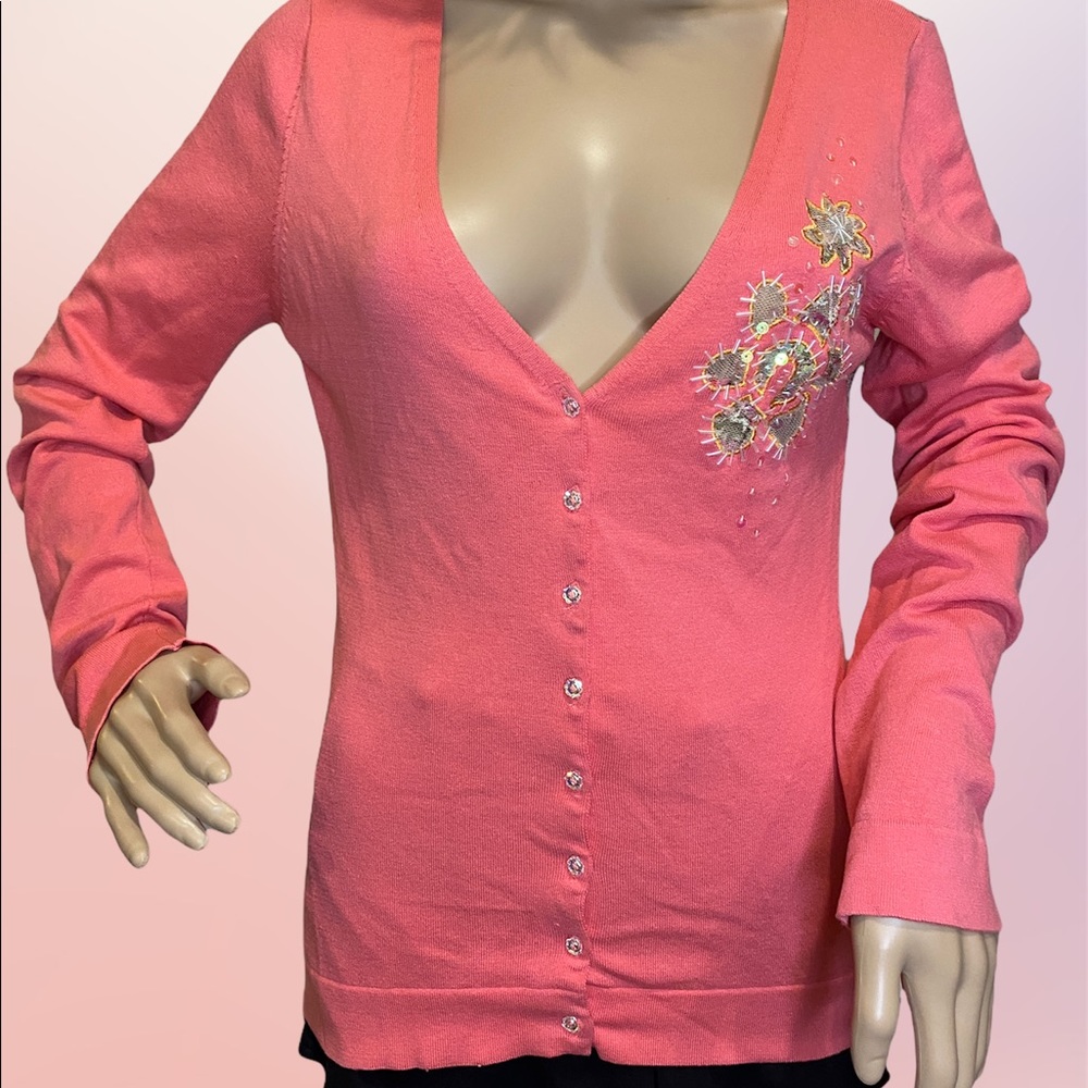 Charlotte Embellished Bling Cardigan Sweater Size Large